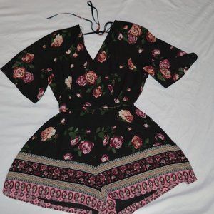 Black and Floral Romper